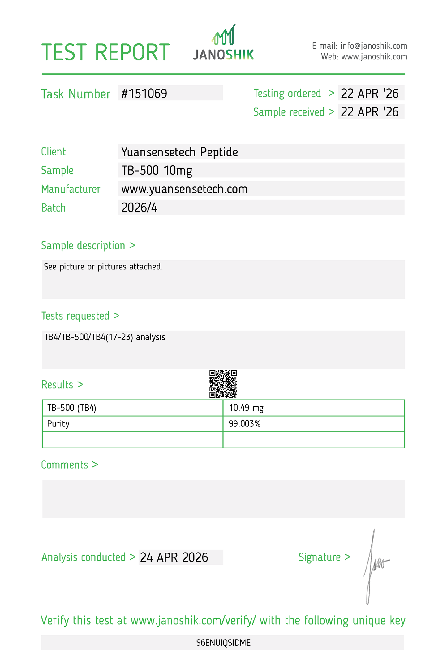 TB-500 COA151069